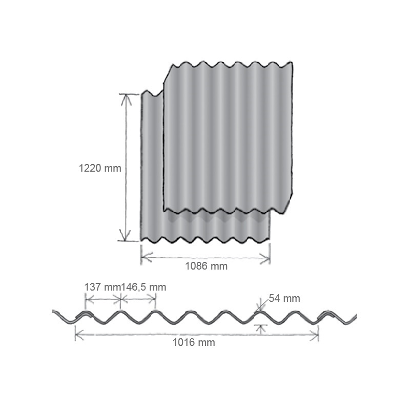 Ivarsson bølgeplade ivarcem 600R fuldkantet sortblå