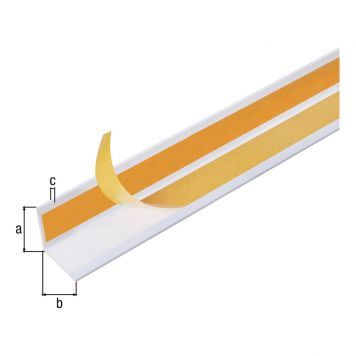 Gah Alberts vinkelprofil selvklæbende PVC hvid 20x20x1 mm 2,6 m