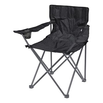 Campingstol med kopholder sort 