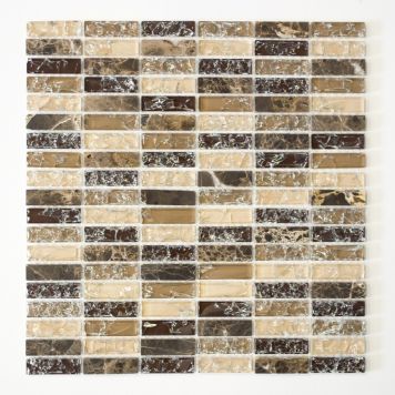 Mosaik Stick sten & glas mix brun 32,2x31 cm
