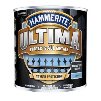 Hammerite Ultima metalmaling helblank glat grå 0,25 L