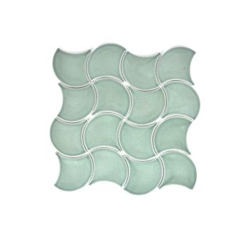 Mosaik Fan Wave porcelæn petroleum 27,6 x 27,6 cm
