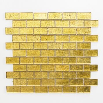 Mosaikflise Brick Chrystal Uni guld 30x30 cm