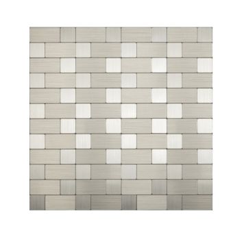 Mosaik Steel Brick selvklæbende lys stål 30,5x30,5cm