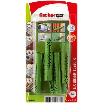 Fischer dybel UX Green R u/skrue 10x60 mm 10 stk.