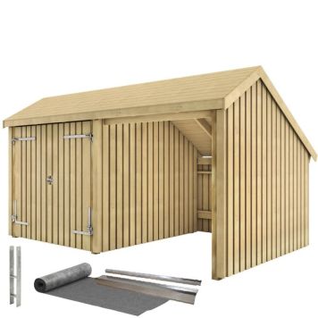 Plus havehus Multi redskabsrum 2 moduler dobbeltdør åben front 10,5 m² inkl. tagpap/alulister/stolpefødder 