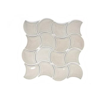 Mosaik Fan Wave porcelæn grå 27,6 x 27,6 cm