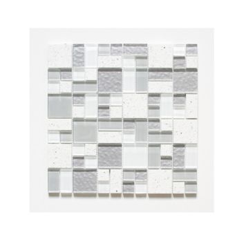 Mosaik glas & sten hvid mix 30x30 CM