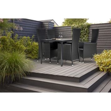 Sunfun havemøbelsæt Marbella/Bordeaux sort m/bord 140 cm og 4 stole
