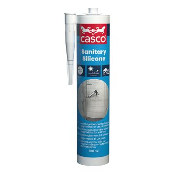 Vådrumssilikone Sanitary hvid 300 ml - Casco