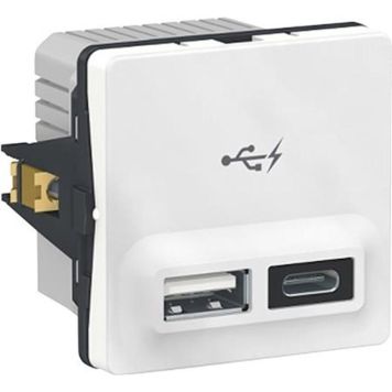 USB A+C lader 1modul 2.4A hvid