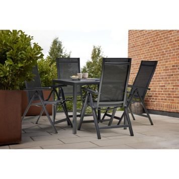 Sunfun havemøbelsæt Ralph/Bordeaux sort m/bord og 4 stole