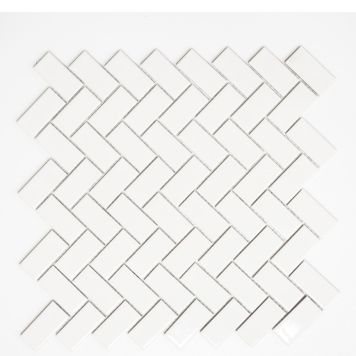 Mosaik Herringbone hvid blank 30x30 cm