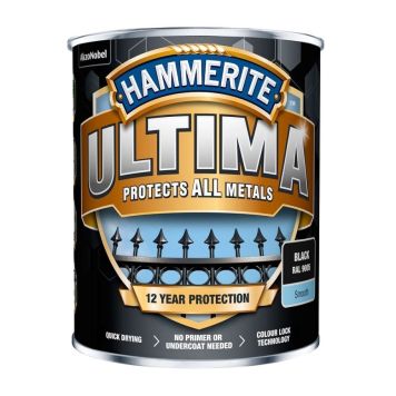 Hammerite Ultima metalmaling helblank glat sort 0,75 L