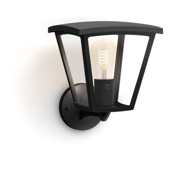 At give tilladelse dæk gennemskueligt Philips Hue LED-væglampe Inara udendørs sort E27 7 | BAUHAUS