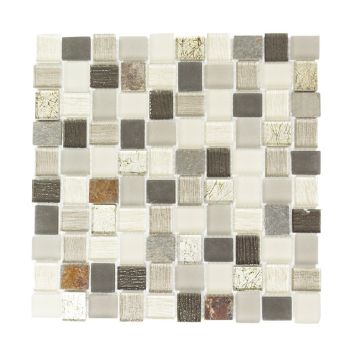 Mosaik Rectangle sten & glas grå 27,3x27,3 cm