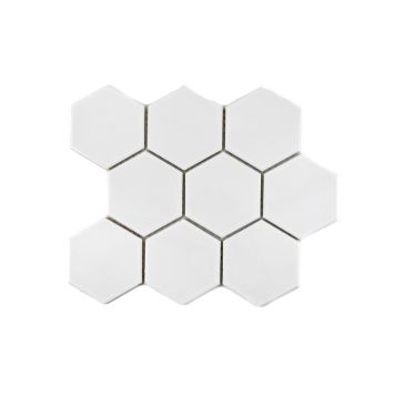 Mosaik Hexagon porcelæn hvid mat 25,6 x 29,5 cm