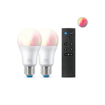 Wiz LED-pære Colors mat A60 E27 8 W 2-pak inkl. fjernbetjening