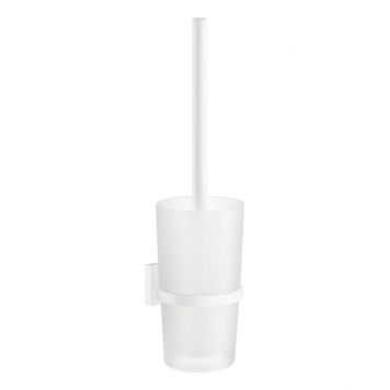 Smedbo toiletbørste med beholder House hvid frostet glas 