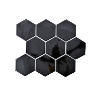 Mosaik Hexagon porcelæn sort blank 25,6 x 29,5 cm