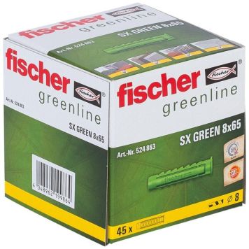 Fischer dybel SX Green u/skrue 8x65 mm 45 stk.