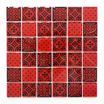 Mosaik Square glas rød 30x30 cm