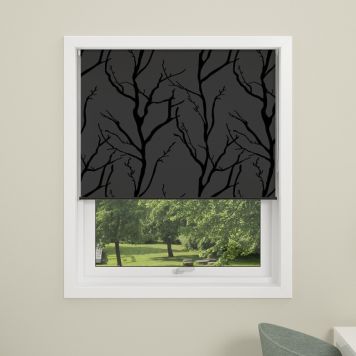Debel Tree rullegardin mørklæg 100x175 cm grå/sort