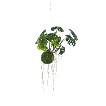 Emerald kunstige hængeplante monstera moskugle 60 cm