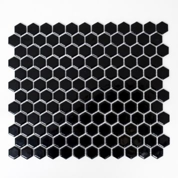 Mosaik Hexagon sort uni blank 30x26 cm