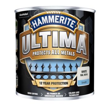Hammerite Ultima metalmaling helblank glat hvid 0,25 L