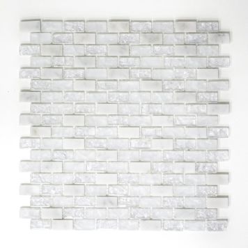 Mosaik Brick sten & glas mix hvid 30x28,5 cm