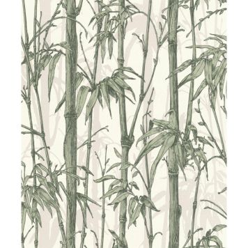 Rasch tapet bambus hvid/grøn