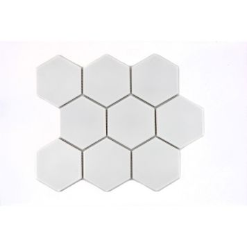 Mosaik Hexagon porcelæn hvid mat 25,6 x 29,5cm