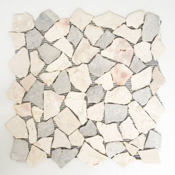Mosaik Rubble natursten grå/hvid 31,6 x 31,6 cm