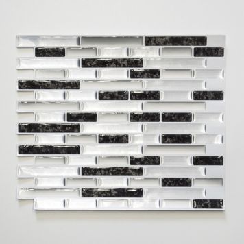Mosaik selvklæbende vinyl sort/hvid 23,6x25,5 cm 4 stk
