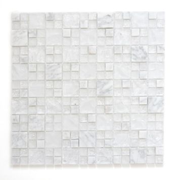 Mosaik Combi krystal/sten hvid 30,5 x 30,5 cm