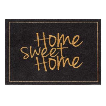 Smudsmåtte Home Sweet Home sort/guld 60x40 cm