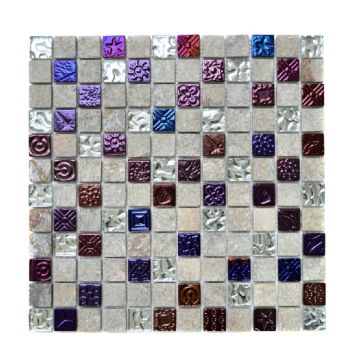 Mosaik Classic glas og sten grå mix 29,8x29,8 cm