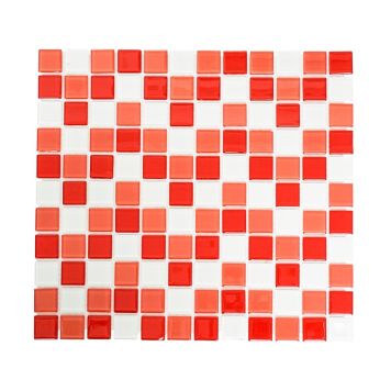 Mosaik glas mix hvid/rød 32,7 x 30,2 cm