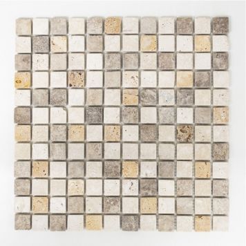 Mosaik Quadrat travertin brun 30,5x30,5 cm 
