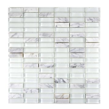 Mosaik Stick krystal/sten hvid 31 x 32 cm