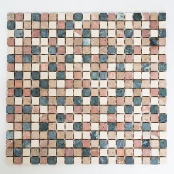 Mosaik marmor rød/sort mix 30,5 x 32,2 cm