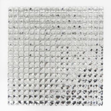 Mosaik Quadrat glas facet sølv 30x30 cm