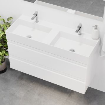 Camargue badmøbelsæt dobbeltvask modern hvid - 120 cm