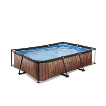 Exit firkantet pool Wood brun 300x200x65 cm inkl. filterpumpe