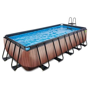 Exit firkantet pool Wood brun 540x250x122 cm inkl. filterpumpe
