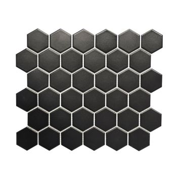 Mosaik Hexagon Uni sort mat 32,5 x 28,1 cm