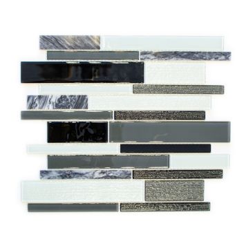 Mosaik Interlock krystal grå/sort mix 28,6 x 30 cm