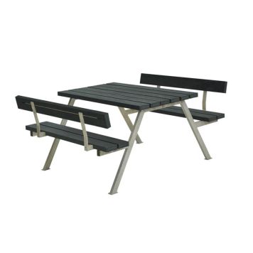 Plus bord-/bænkesæt Alpha med 2 ryglæn ReTex grå 118x185 cm