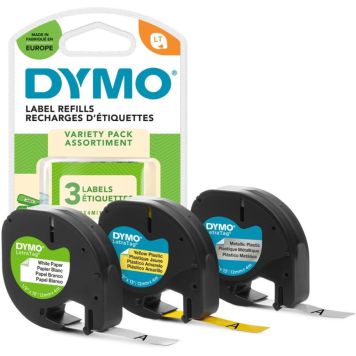 DYMO LetraTag tape 12mm 3pak